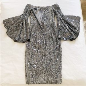 Milly “Selena” off-the-shoulder sequined dress
